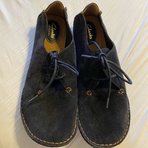 Black suede Clark’s shoes. Size 9 (Women)